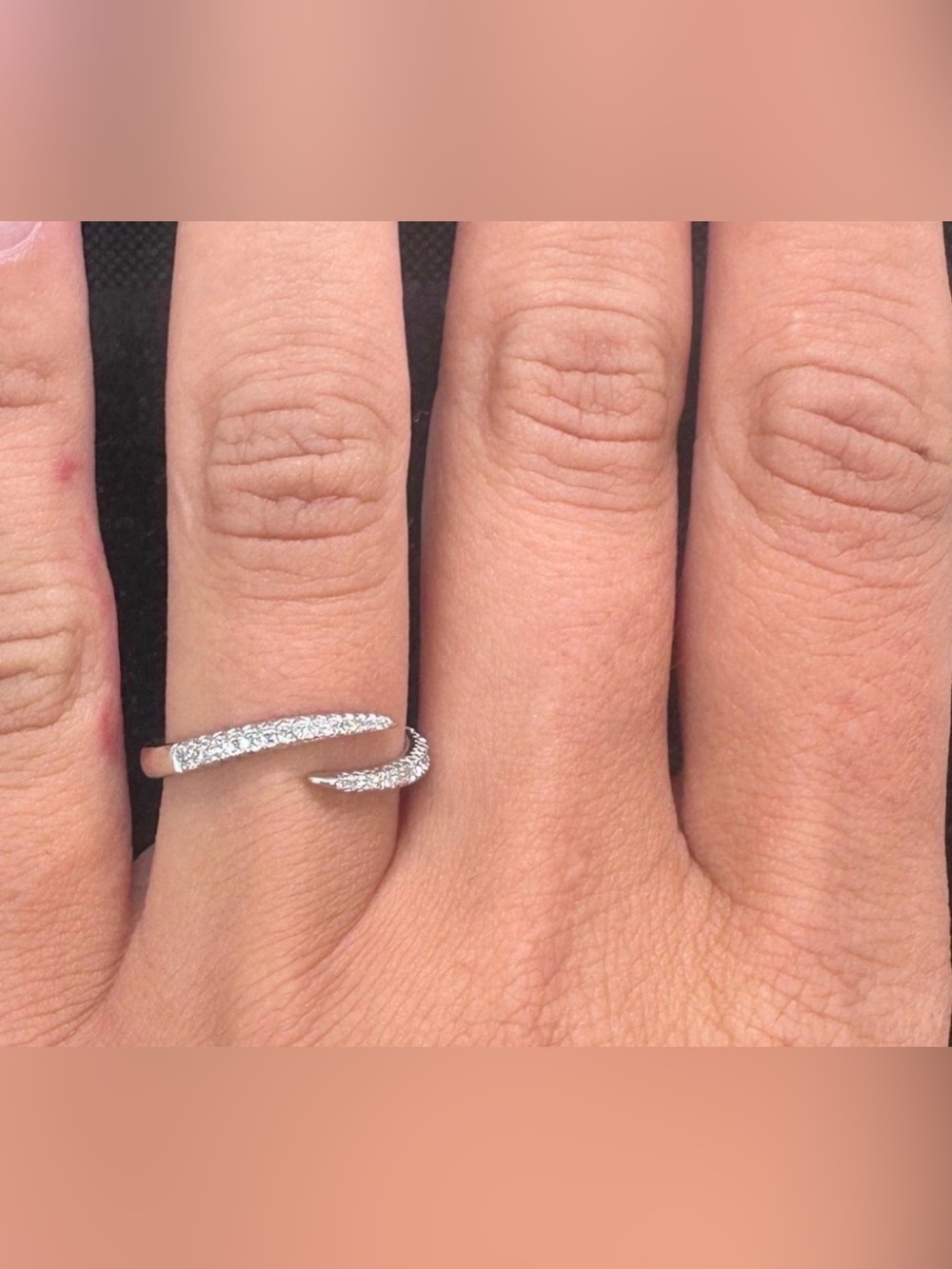 14K White Gold 0.12ctw Natural Diamond Bypass Wrap Ring Size 6.25